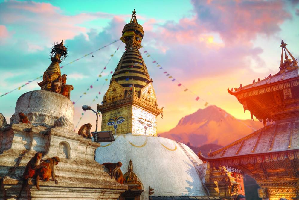 Swayambhunath stupa in Kathmandu, Nepal — the Himalayan heritage behind Turmeric